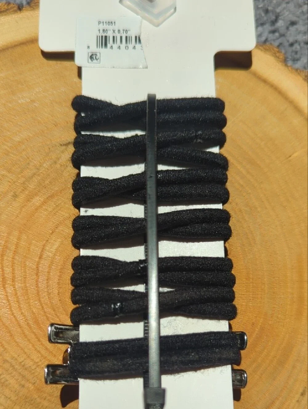 Natasha Black Elastic Hair Tie Set with Silver Metal Accent Hair Tie